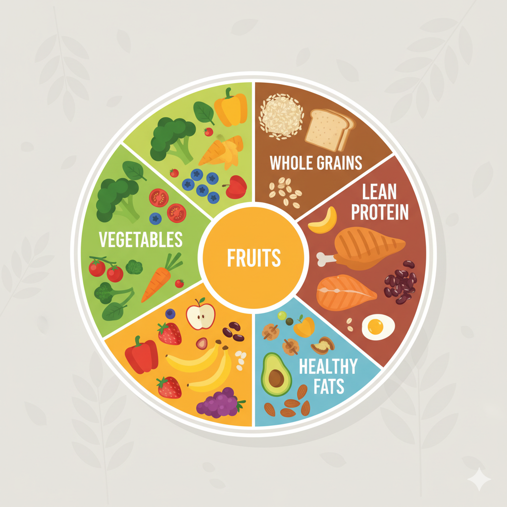 plate illustrating a balanced diet
